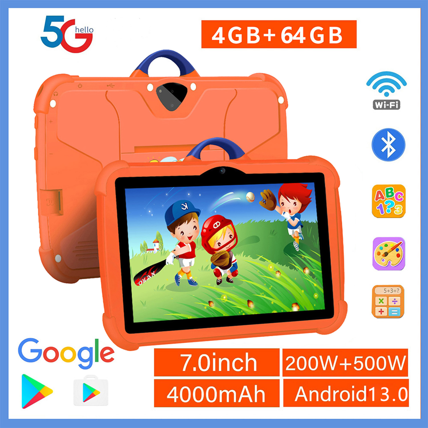 Kids Tablet With Accessories - New 5G WiFi 7 Inch Google