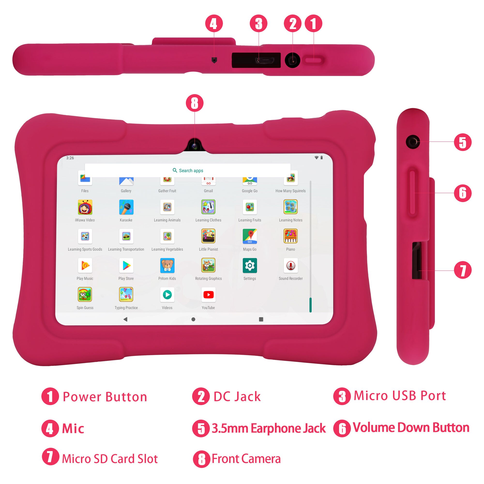 PRITOM 7 Inch Kids Tablet Quad - огляд і ціна Kids Tablet With Accessories